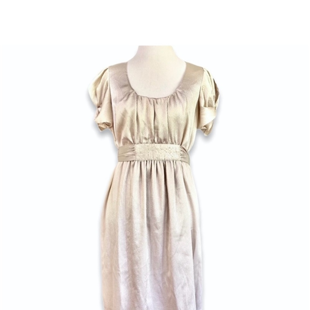 EUC Motherhood Champagne Satin Maternity Dress, Medium